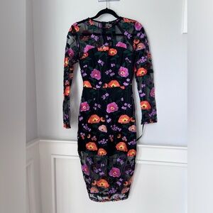 New prettylittlething  floral midi pencil dress size 10.